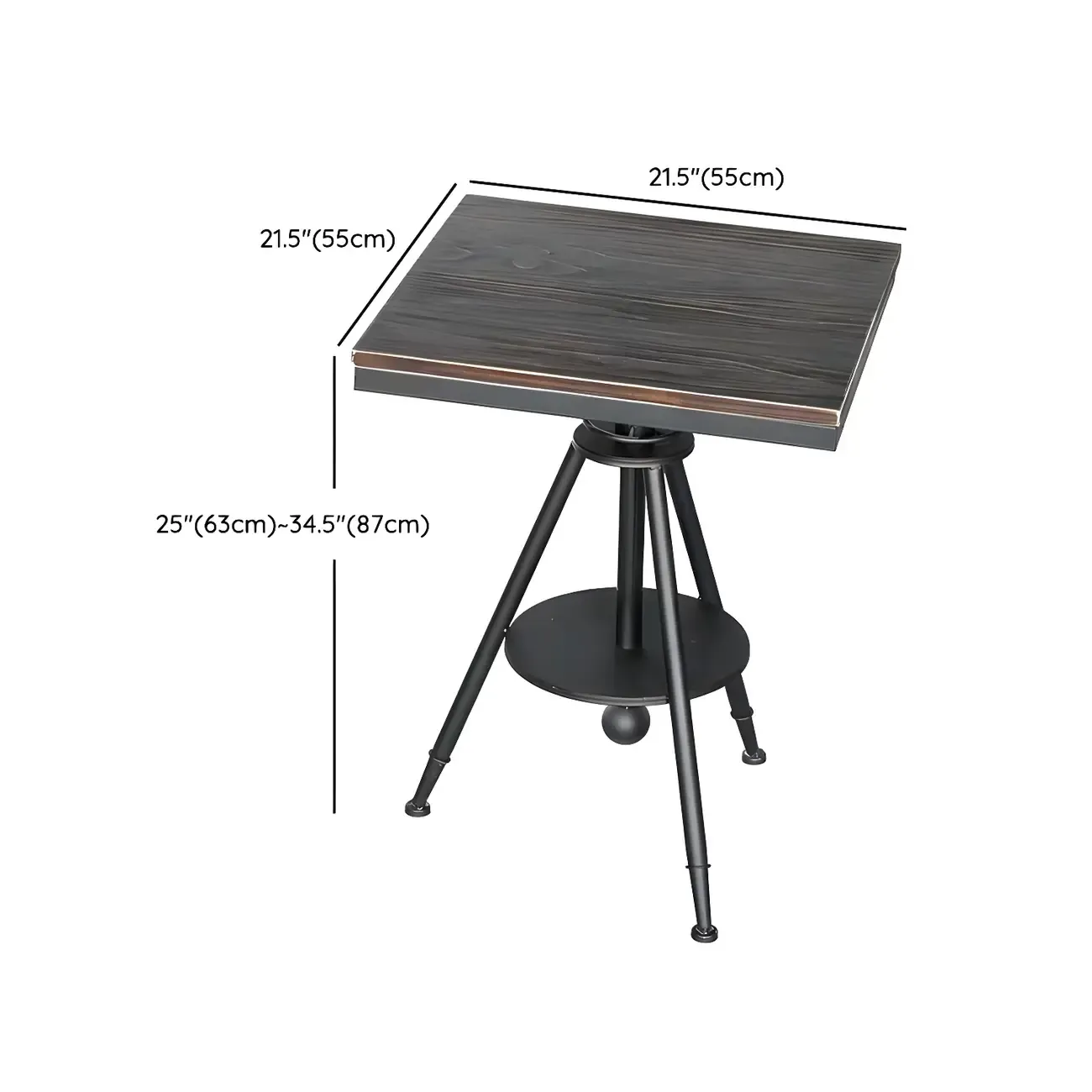 Industrial Adjustable Height Small Bar Table Wood Table Top