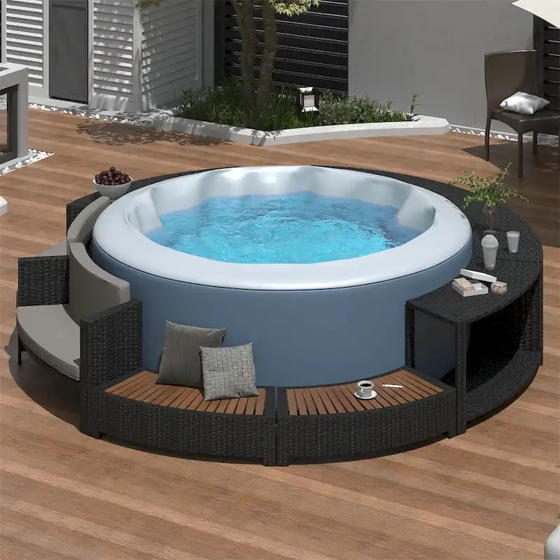 Patio Rattan Sofa Set with Storage Spaces, Comfortable Cushion