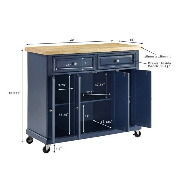Crosley Madison Kitchen Cart - 42  W x18  D x 36.63  H