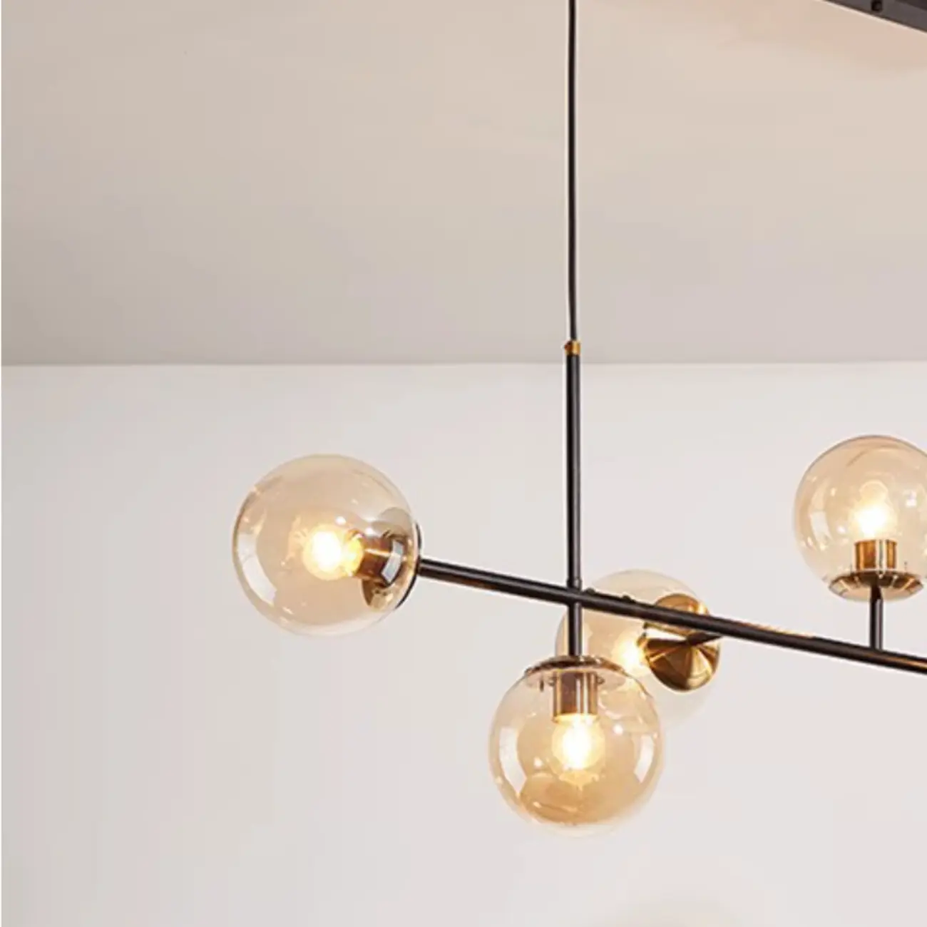 6 Light Glass Globe Island Pendant Light with Adjustable Length