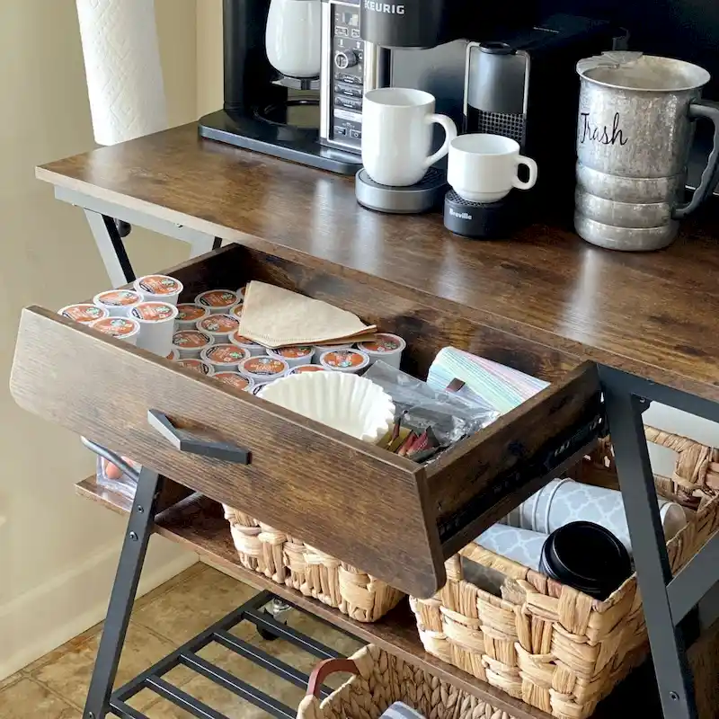 41.7 inch Wide Rolling Kitchen Island with Drawer - 41.7 inch