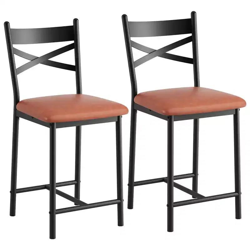 2PCS Bar Stools, Counter Bar Chairs with Back and Cushion, Upholstered Dining Chairs, Barstools for Kitchen Island, Bar, Dining Room