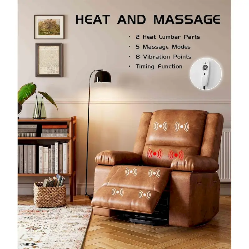 Leather Power Lift Recliner with Heat & Massage