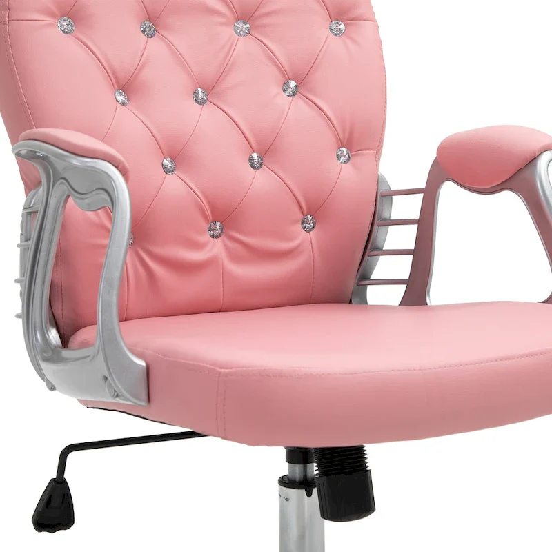 Faux Leather Office Chair with Tufted Backrest and Swivel Wheels