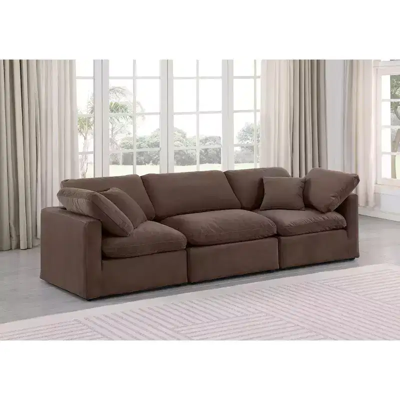Meridian Furniture,Indulge Brown Velvet Modular Sofa