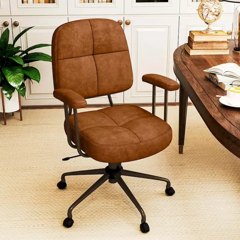 Costway Home Office Chair Leathaire Upholstered Task Chair with - See Details