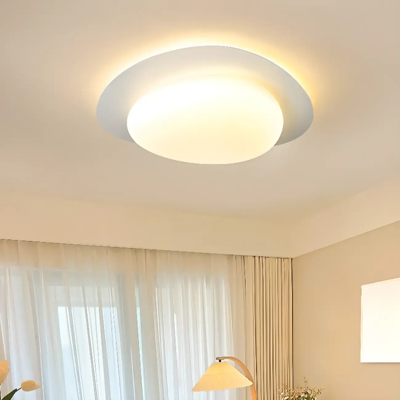 Dimmable Modern LED Flush Mount Ceiling Light with 2-Light