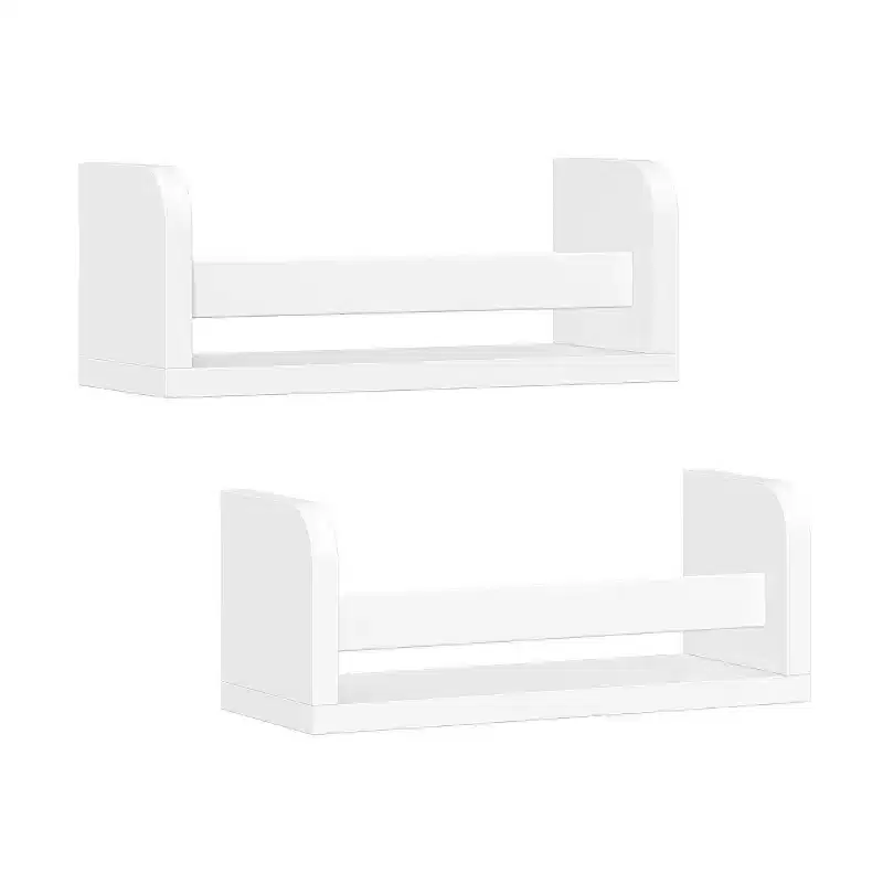 RiverRidge Kids' 2pc 10" Compact Floating Wall Mount Bookshelves for Playroom/Living Room/Office White
