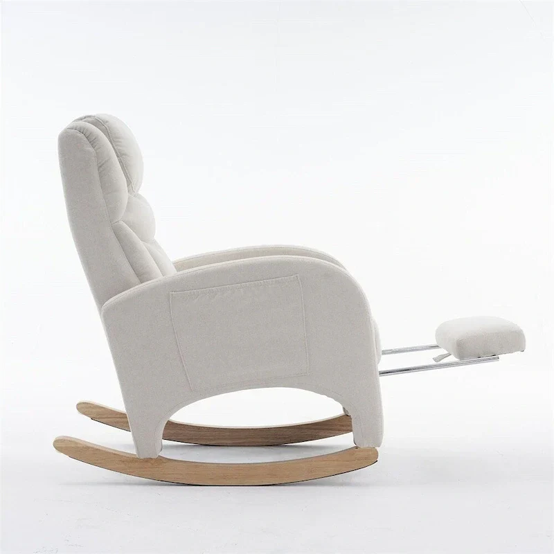 Ergonomic Fabric Nursery Rocking Chair With Adjustable Footrest
