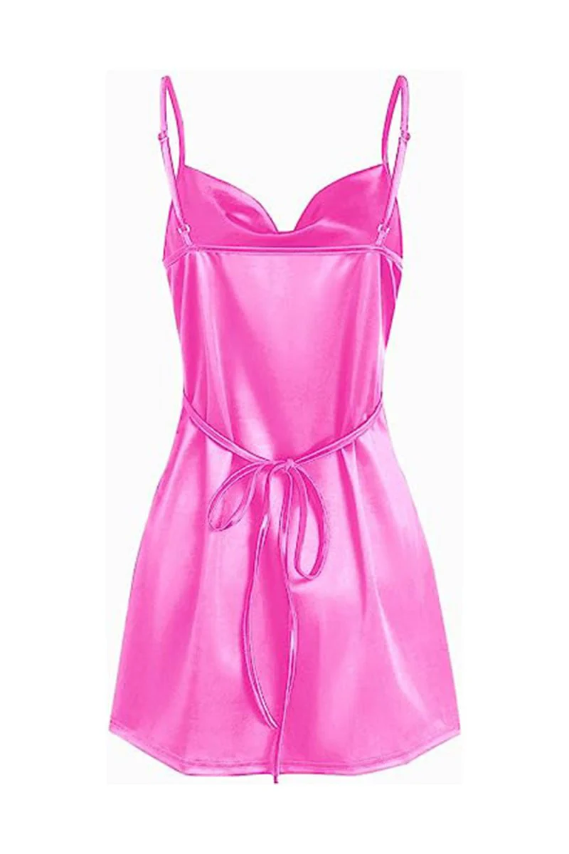 Simple Cowl Neck Champagne Satin Homecoming Dress