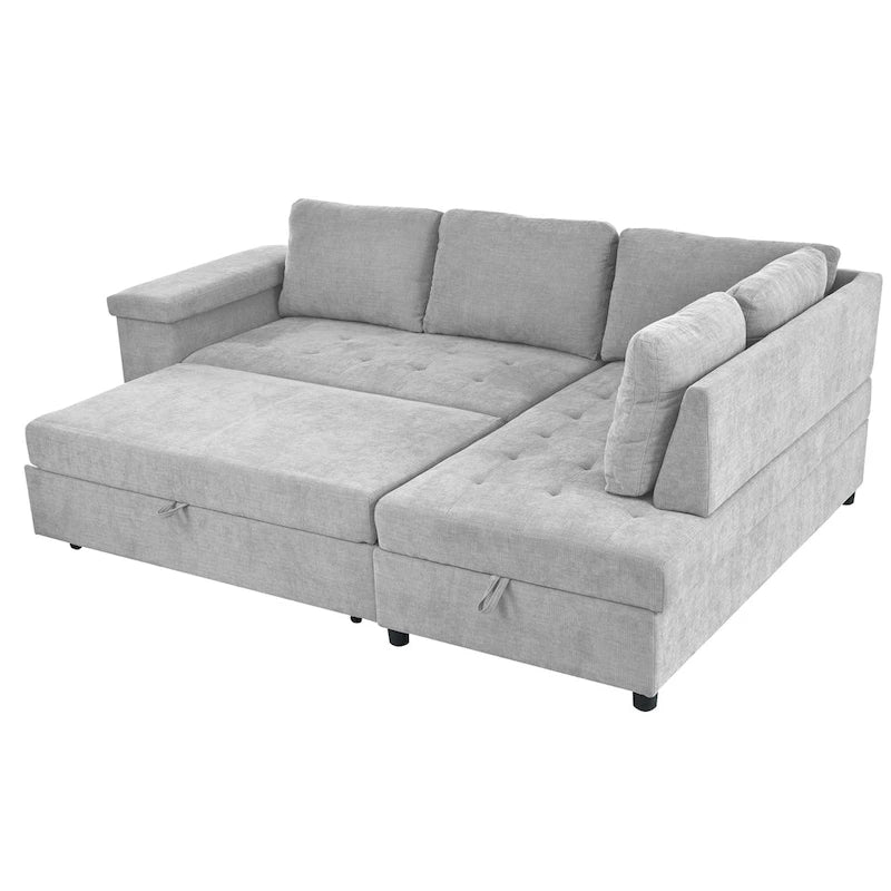 3-Seater Convertible Polyester Sofa Bed with Storage