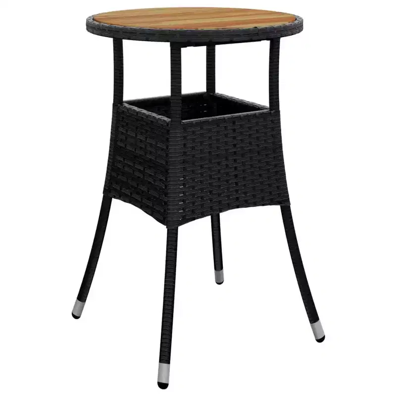 vidaXL Dinner Table Round Garden Dining Table Acacia Wood and Poly Rattan