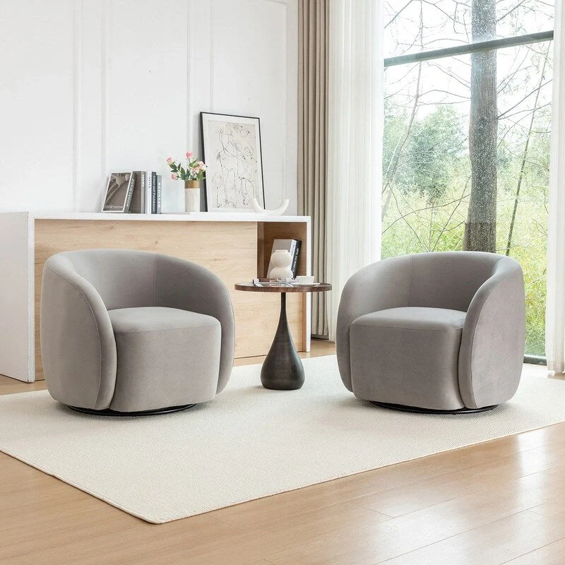 SEYNAR Modern Glam Velvet Upholstered 360 Degree Swivel Accent Armchair Set of 2