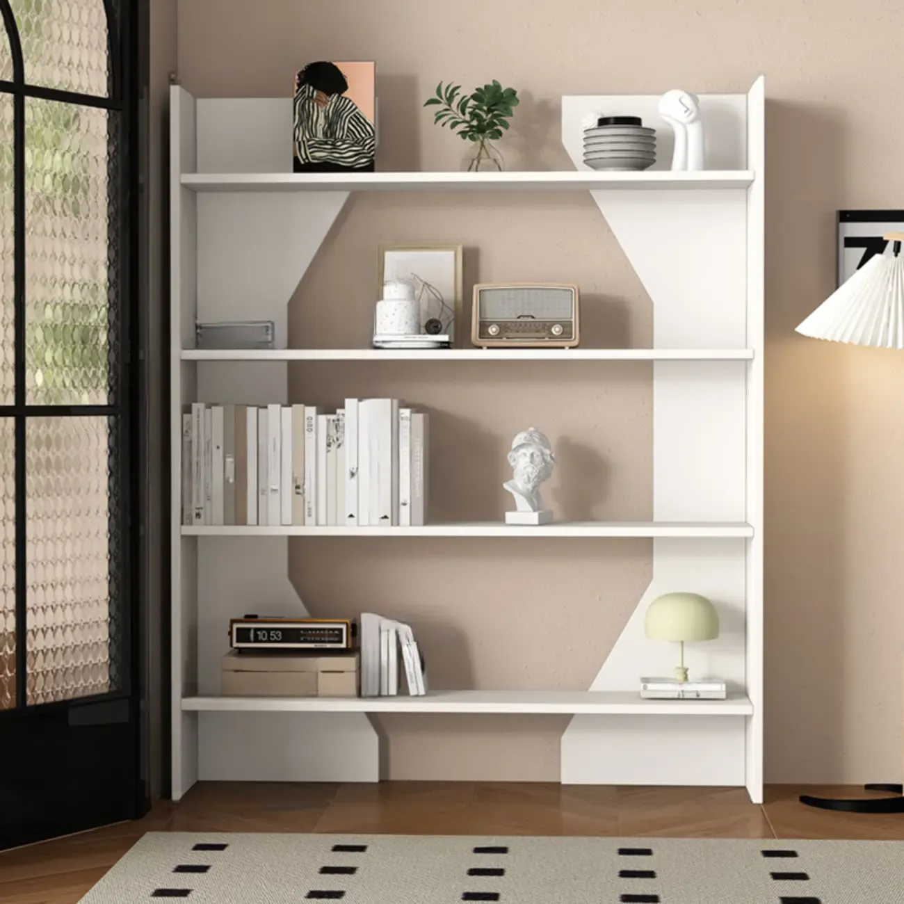 Simple Black Wood 5-Shelf Open Rectangle Bookcase