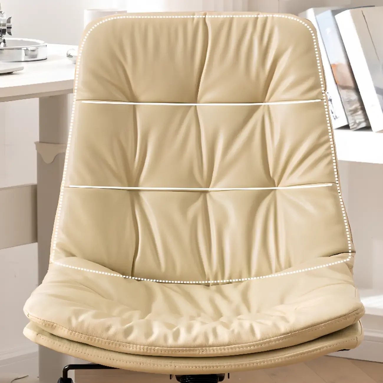 Modern Beige Leathaire Adjustable Swivel Office Chair