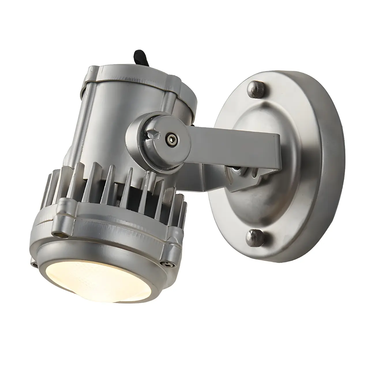 Industrial Metal Silver Prismatic Glass Swing Arm Wall Light