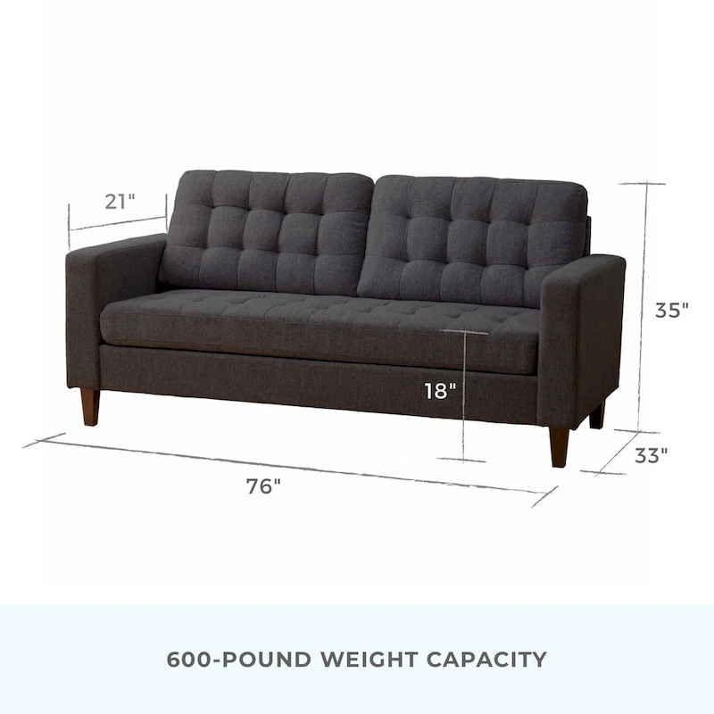 Brookside Brynn 76-in. Square-arm Faux Leather/Velvet/Fabric Sofa