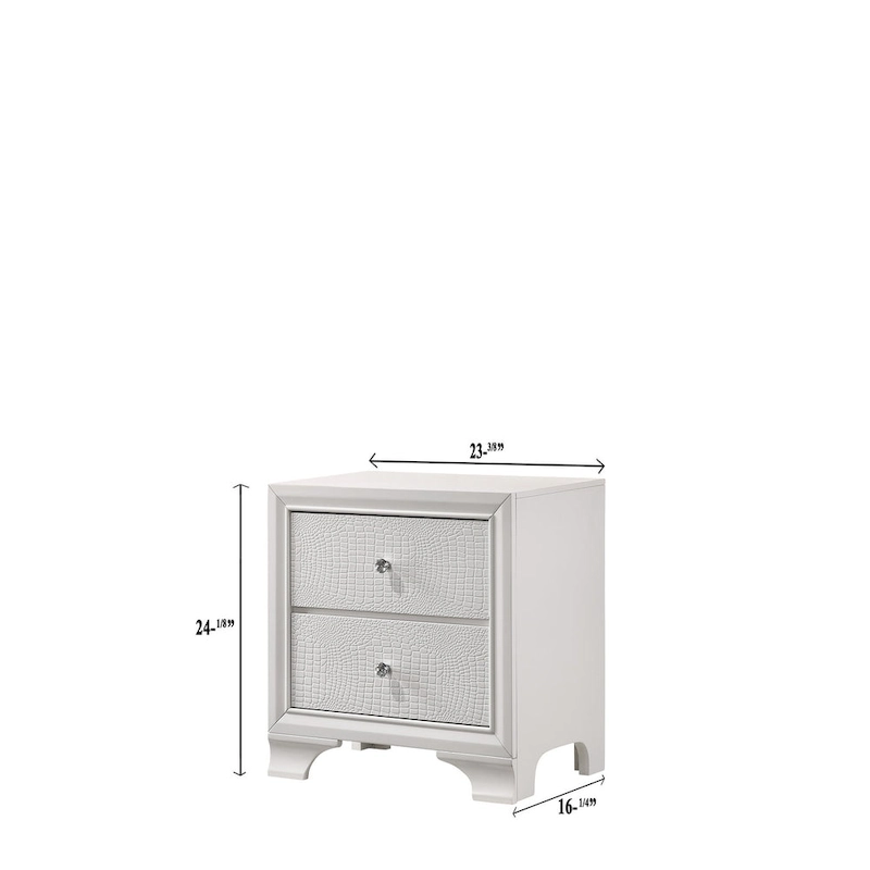 Kym 4 Piece Frost LED Faux Leather Upholstered Tufted Panel Bedroom Set