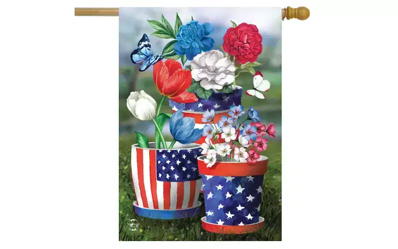Briarwood Lane Summer House Flag 40x28 For Outdoor America in Bloom Patriotic For Summer House Flag
