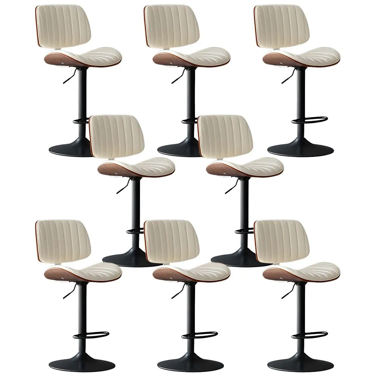 Modern Faux Leather Adjustable Swivel Bar Stools
