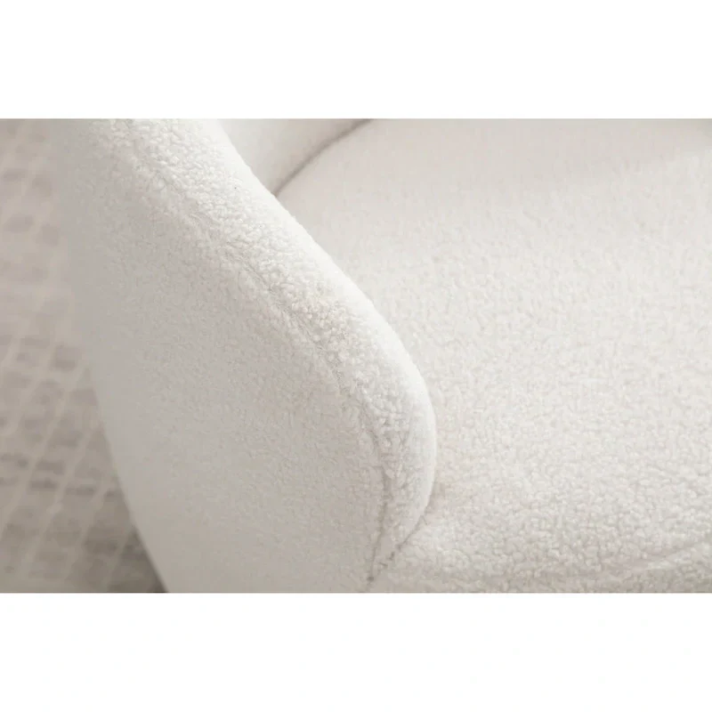 Teddy Fabric Swivel Barrel Accent Chair with Black Metal Base