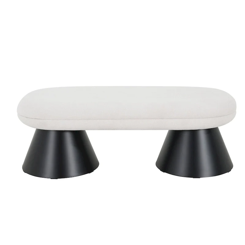 Nathan Upholstered Entryway Ottoman with Black Iron Legs