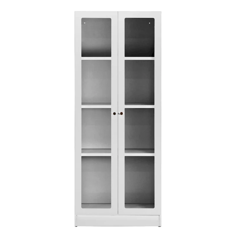 White Steel French Door Storage Cabinet with Acrylic Glass Panels – Steel Finish