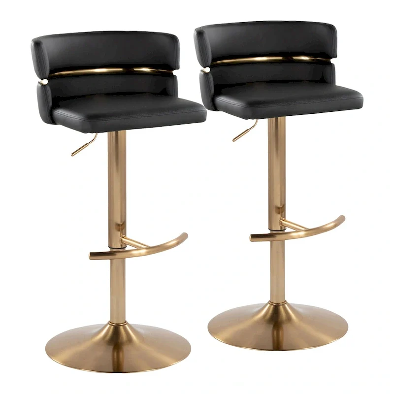 Adjustable Bar Stools with Rounded T Footrest Set of 2