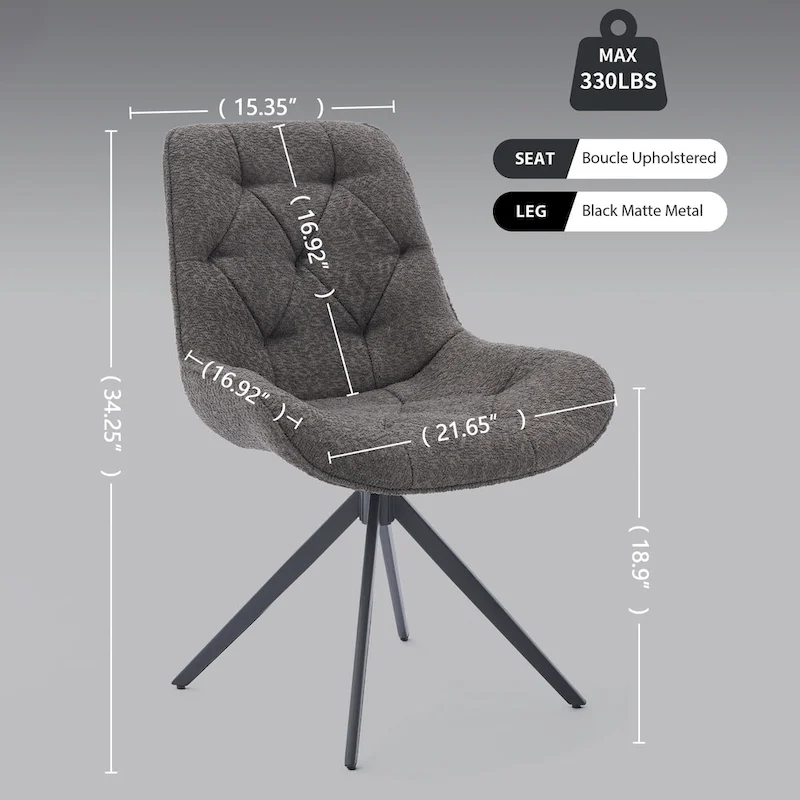 XINMICS Swivel Dining Chairs, Boucle Upholstered Accent Chairs Living Room Chairs Desk Office Arm Chair
