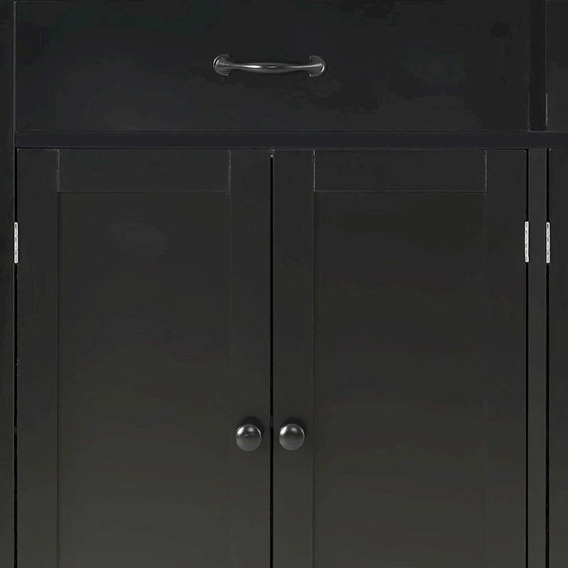 Classic Wooden Kitchen Island Cart with 2 Drawers, 2 Cabinets, a Towel Rack and a Spice Rack