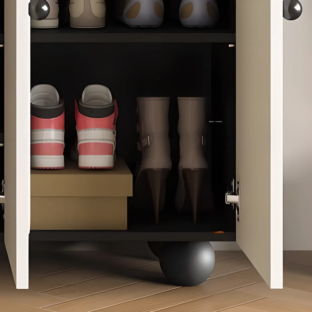 Chic Adjustable Shelves Wood Shoe Cabinet in White/Black