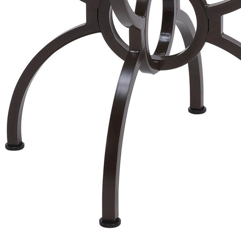 48 Inch Round Dining Table, Clear Glass Top, Interlocked Ring Motif Legs