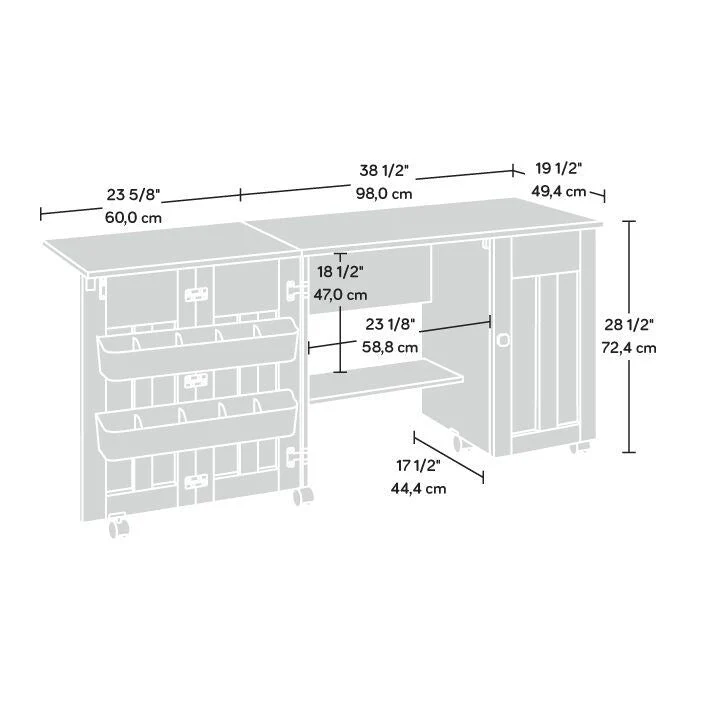 Sauder Select Collection Easy Rolling Sewing and Craft Table/Cart