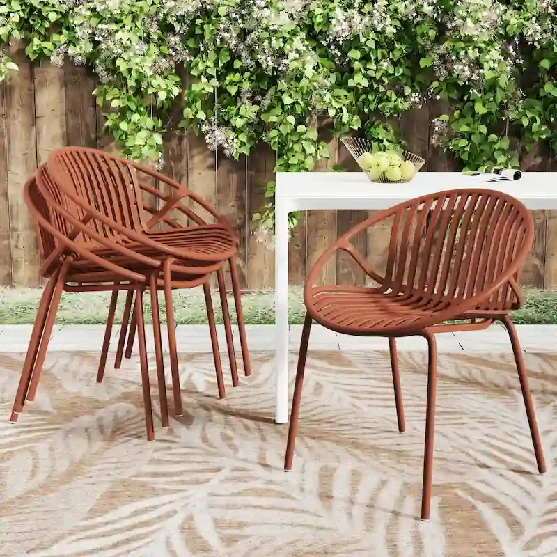 Patio Dining Chairs Stackable Chairs with Breathable Design