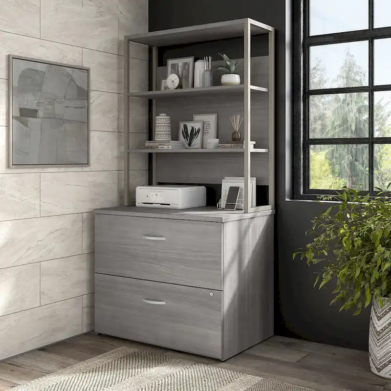 2-Drawer Lateral File Cabinet with Open Shelves