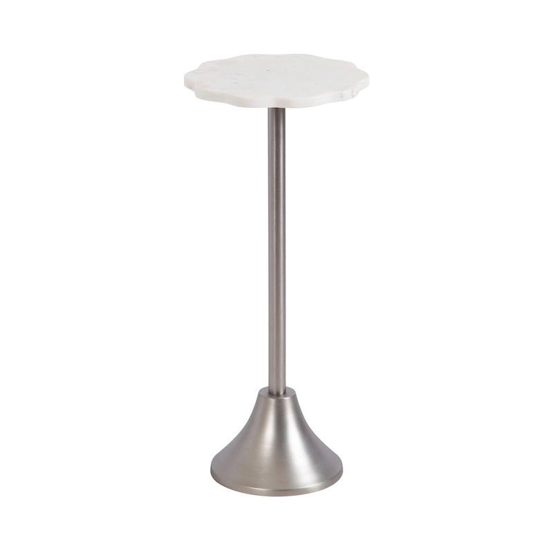 Kate and Laurel Sanzo Scalloped Marble and Metal Drink Table