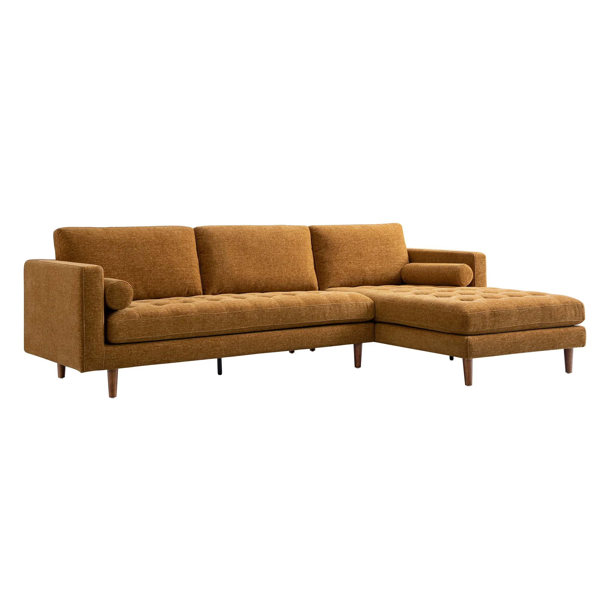 Spiced Honey Chenille Grand 4-Seater Chaise End Sofa, Right Hand Facing