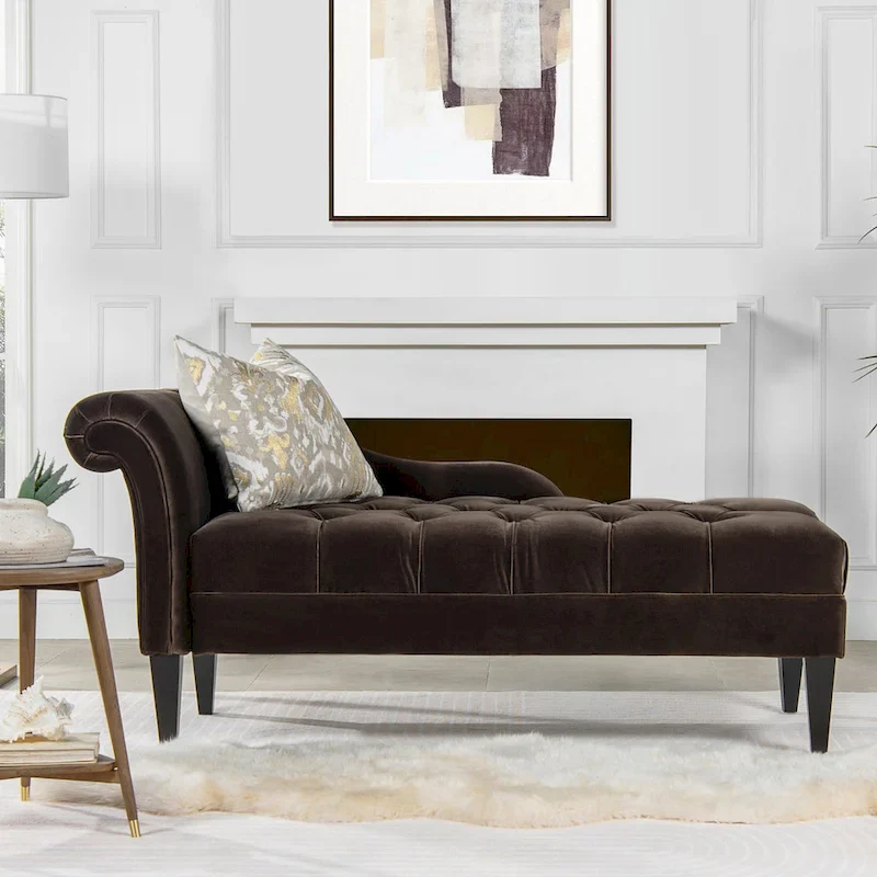 Jet Black / Beige / White / Blue / Yellow / Brown Mid-Century Tufted Chaise Lounge – Single