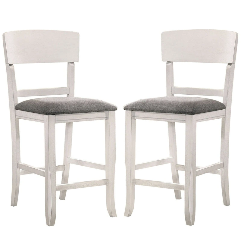 Wooden Counter Height Chair with Curved Back, Set of 2 - 18.5 L x 20.5 W x 40 H