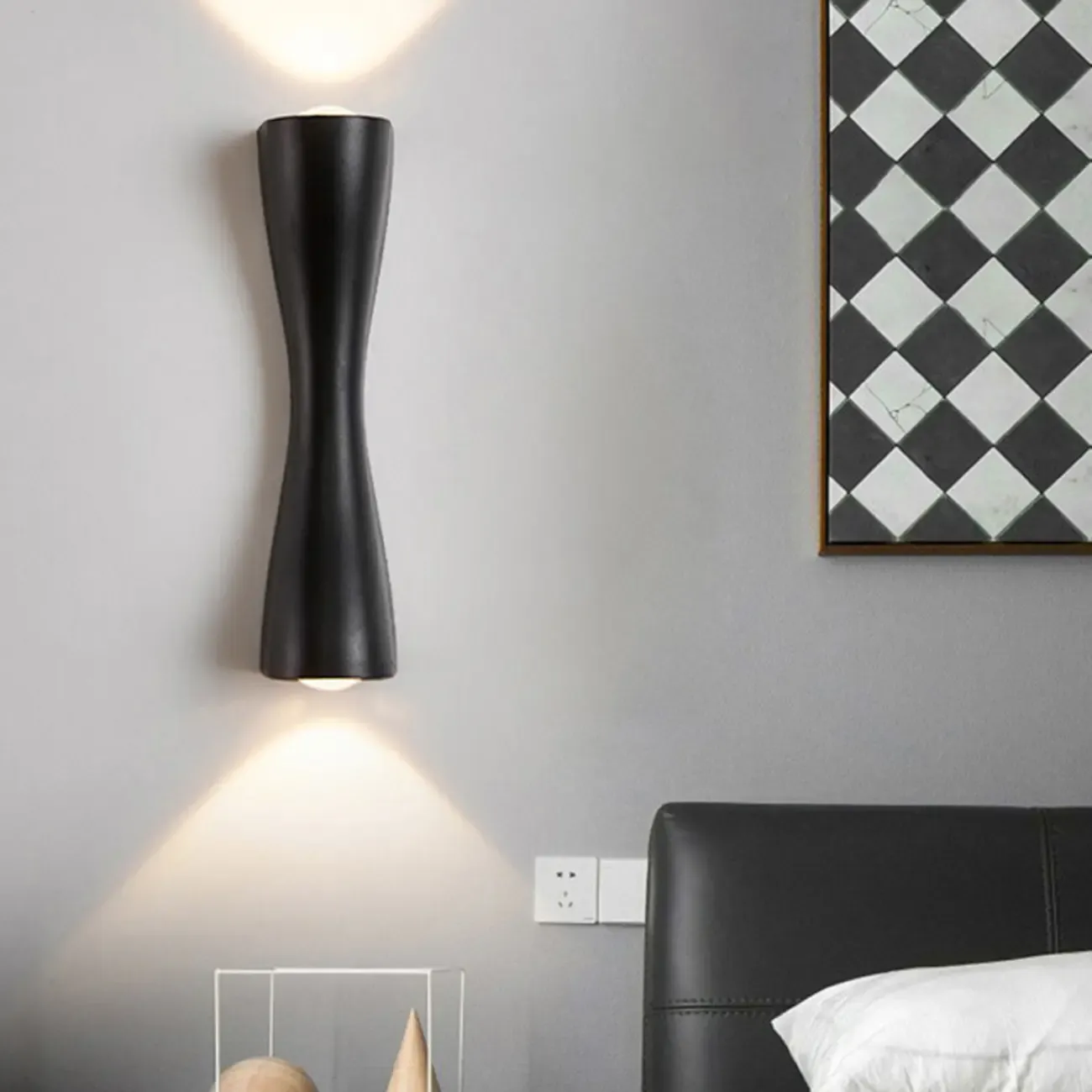 Modern 2-Light Black and Gold Curved Wall Sconce