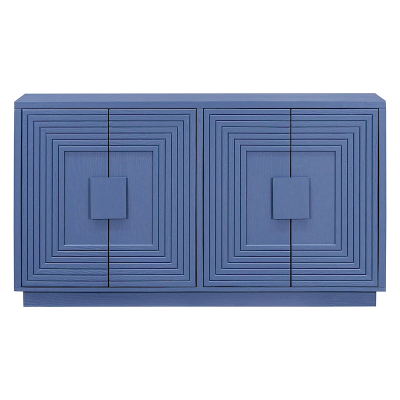 Coffee Bar Cabinet with Storage, Fluted Sideboard Cabinet with 4 Doors, Freestanding Buffet Table with Adjustable Shelves