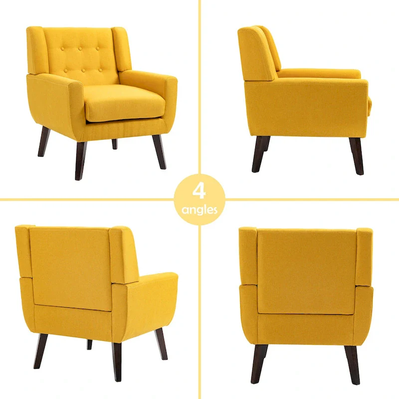 Tufted Linen/Cotton Loveseat with 2 Accent Chairs