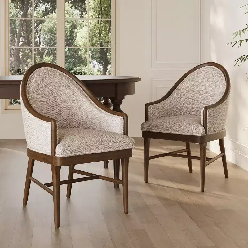 Christopher Knight Home James Mid-Century Modern Twill Upholstered Dining Char with Curved Backrest (Set of 2)