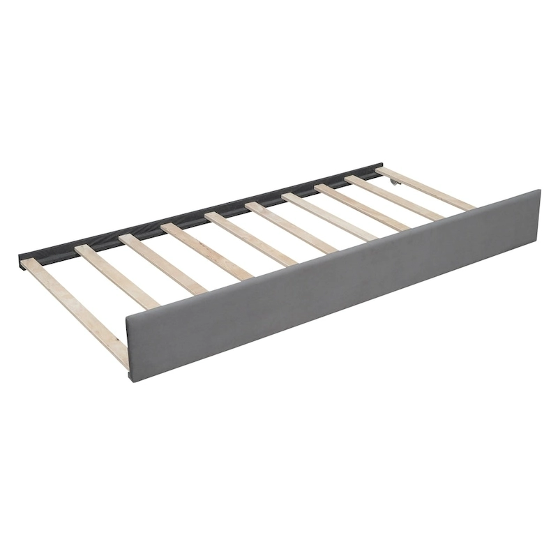 Full Velvet Daybed with Trundle & Wood Slats