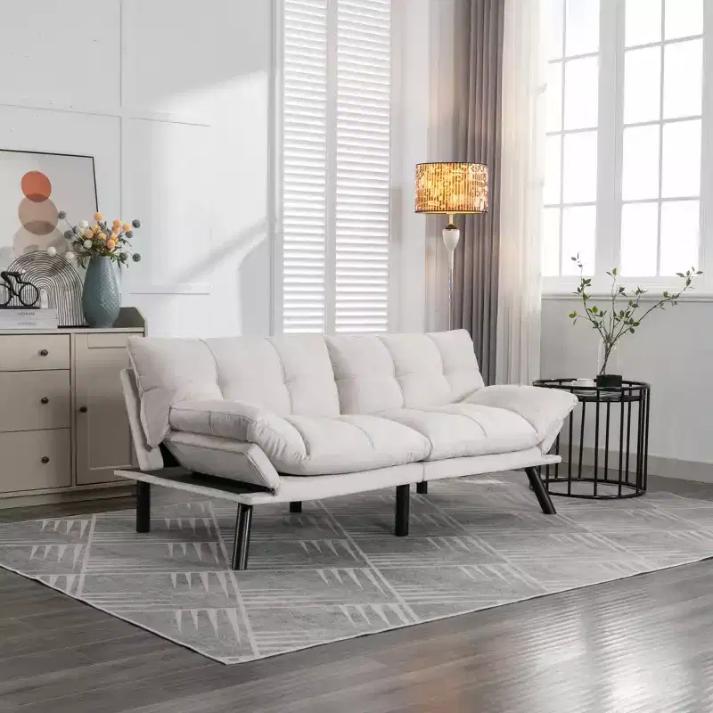 MAYEERTY Convertible Folding Modern Sofa Bed Comfortable for Living Room Bedroom Small Space Beige