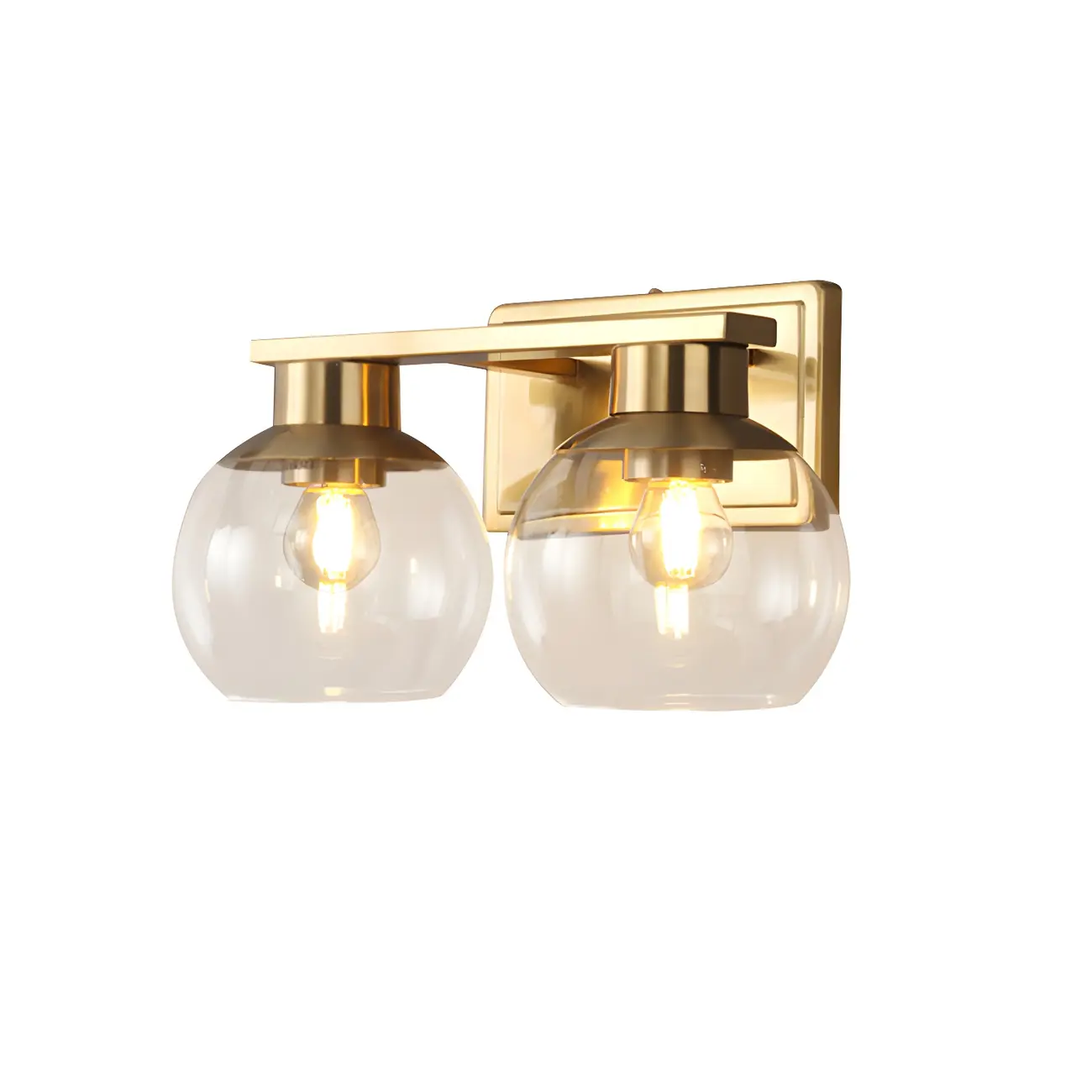 Modern Gold Clear Glass Dome Bathroom Vanity Light
