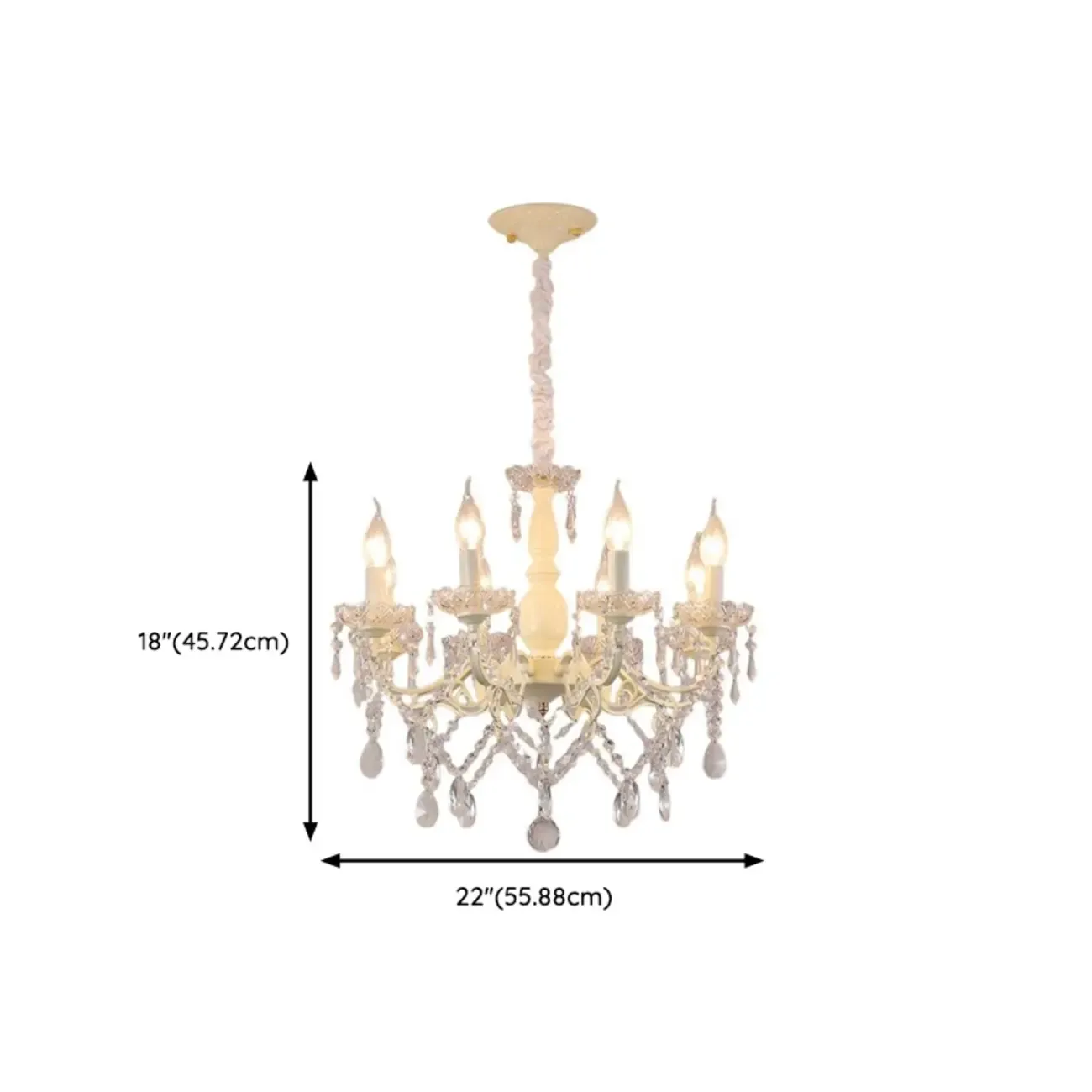 French Romantic Dimmable 8-Light Crystal Chandelier