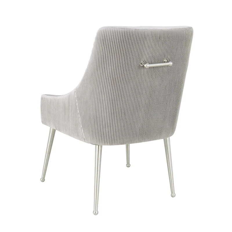 Carson Carrington Tasback Pleated Light Grey Velvet Side Chair