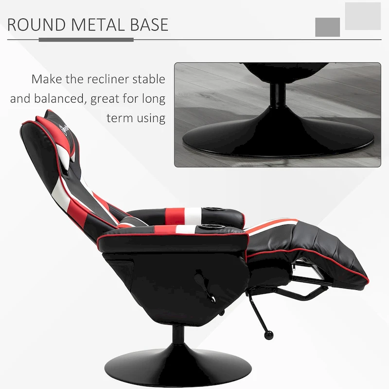 Vinsetto Race Video Game Chair with Reclining Backrest and Footrest, Headrest, and Cup Holder