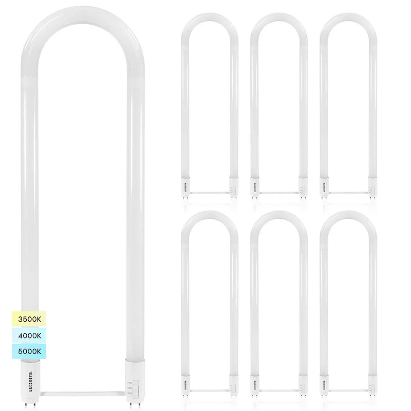 Luxrite U Bend LED Tube Light, T8 T12, 17.5W, 3 CCT, 2100 Lumens Direct or Ballast Bypass UL Listed G13 Base 6-Pack